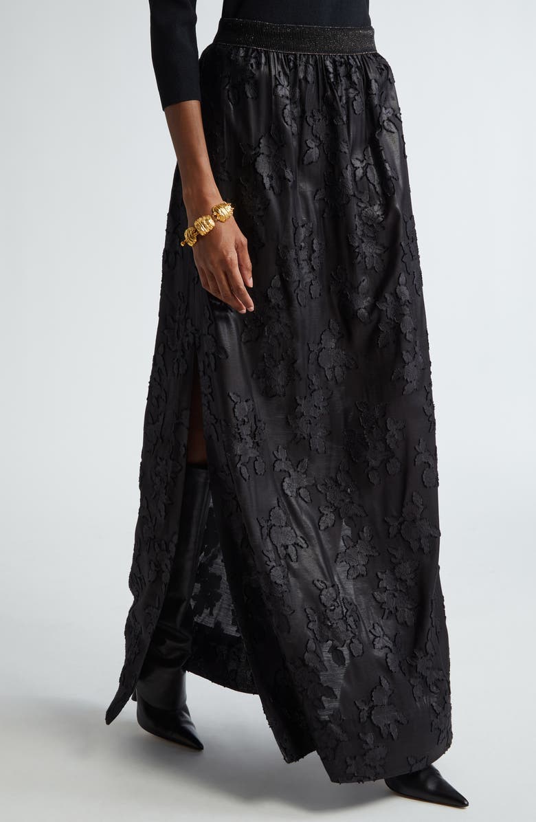 St. John Collection Floral Fil Coupé Skirt, Alternate, color,