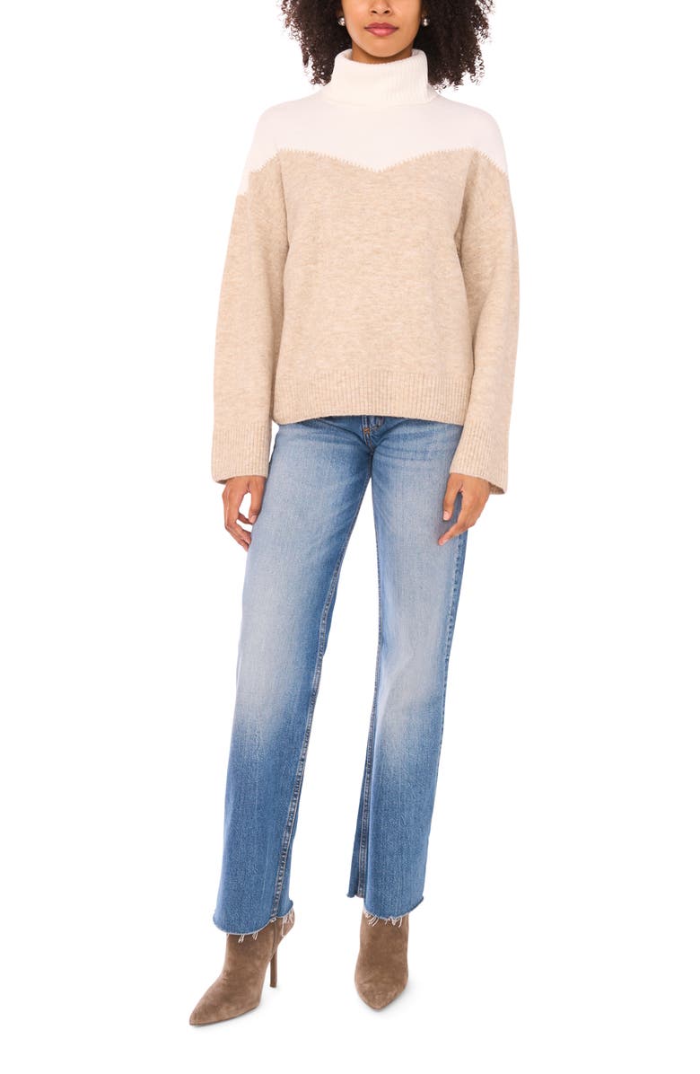 Halogen<sup>®</sup> Colorblock Blanket Stitch Sweater, Alternate, color, Antique White