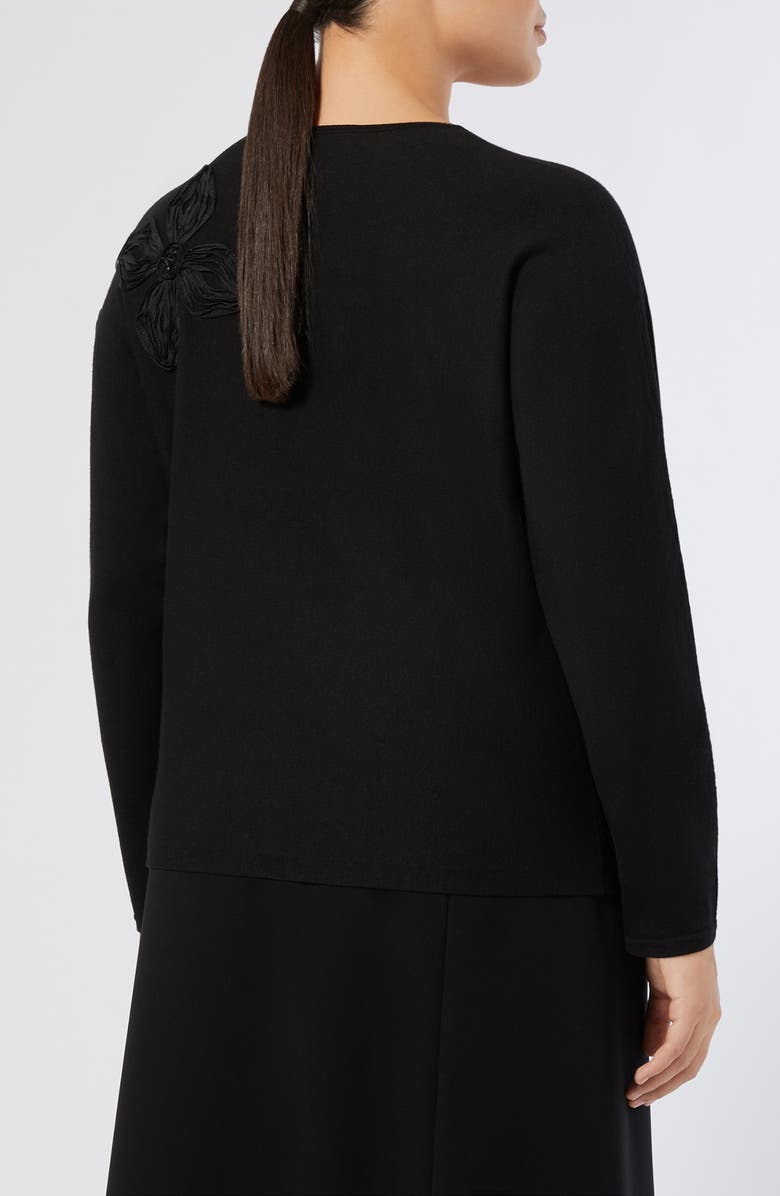 Marina Rinaldi Ravello Floral Embroidered Sweater, Alternate, color, Black