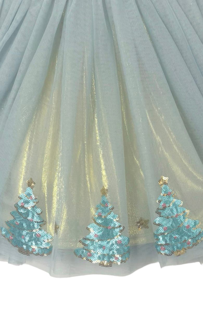 Zunie Kids' Long Sleeve Crushed Velvet & Mesh Party Dress, Alternate, color, Sage