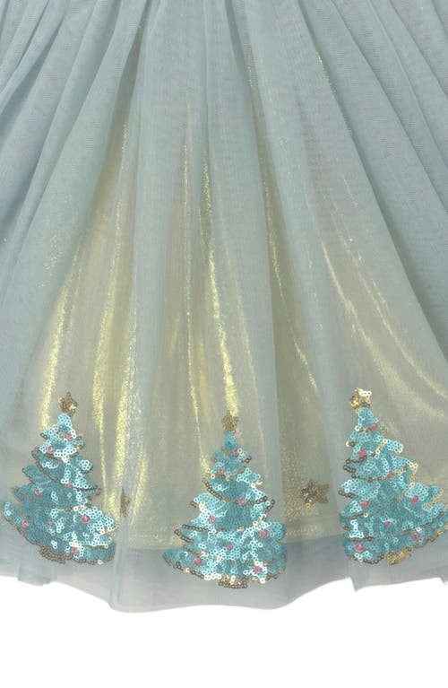 Zunie Kids' Long Sleeve Crushed Velvet & Mesh Party Dress In Green