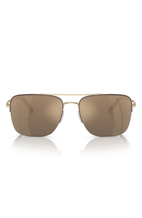 Oliver Peoples Roger Federer 56mm Semirimless Pilot Sunglasses In Gold