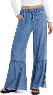 Billy T Drawstring Waist Tiered Denim Pants | Nordstrom