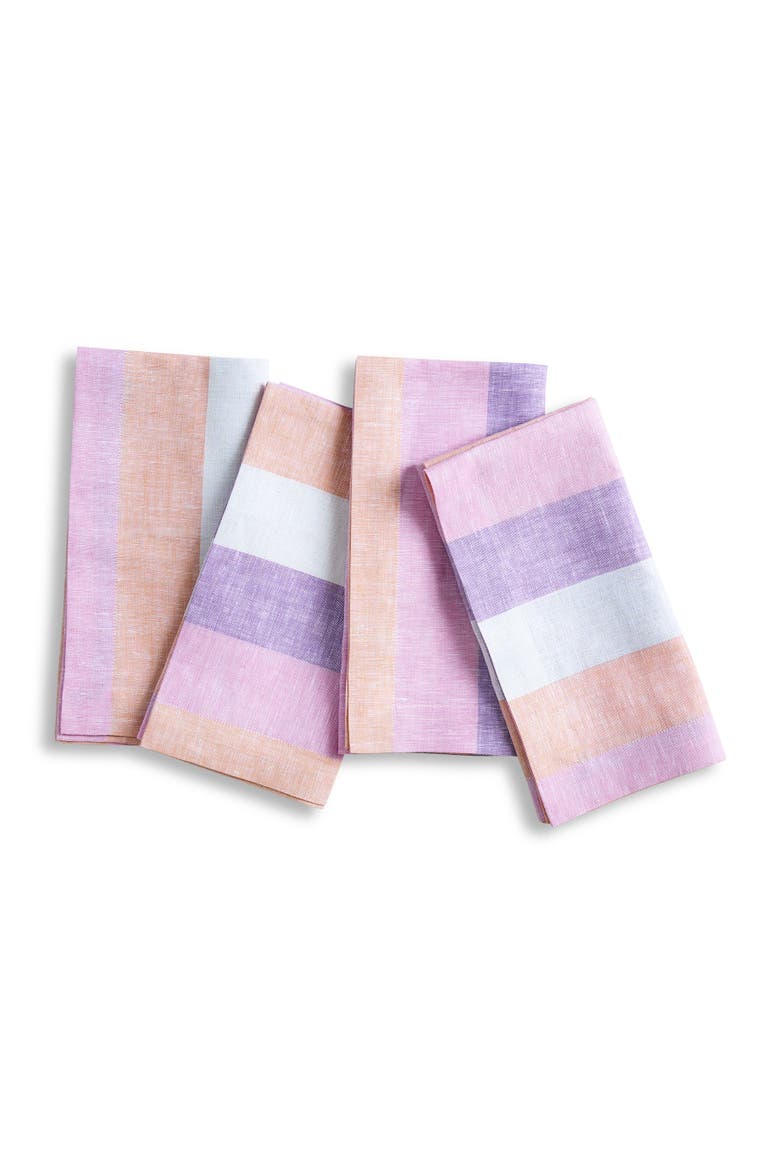 Linen Dinner Napkins Set of 4, 20 x 20" - Gelato Stripe, Main, color, Gelato