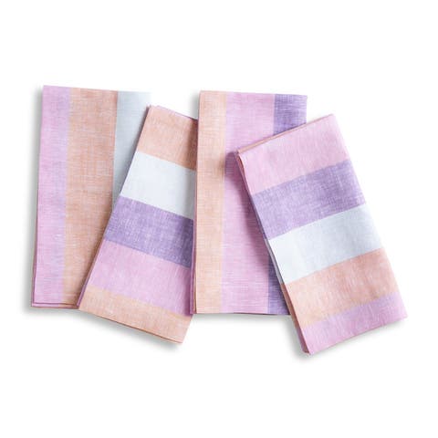 Linen Dinner Napkins Set of 4, 20 x 20" - Gelato Stripe