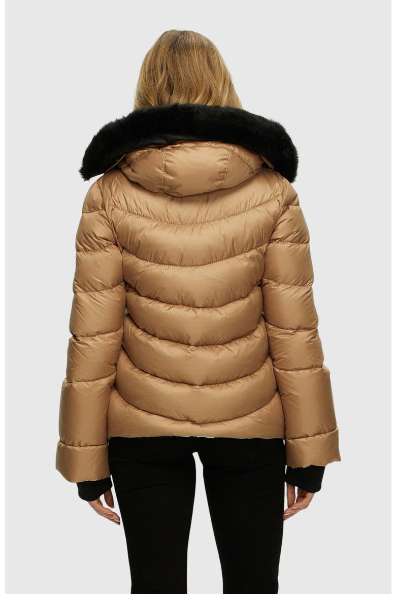 Apres-Ski Short Jacket With Detachable Trim, Alternate, color, CAMEL/BLACK