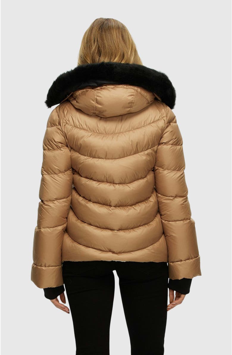 GORSKI Apres-Ski Short Jacket With Detachable Trim, Alternate, color, Camel/Black