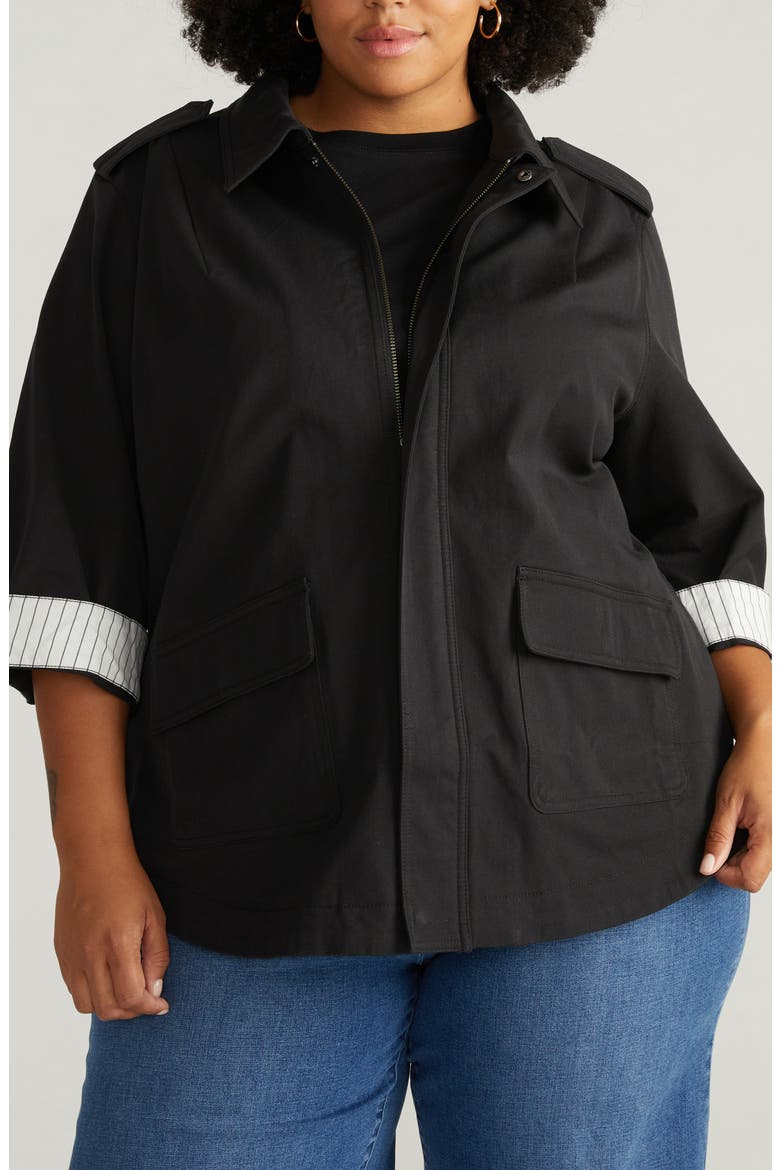 Upstate Stretch Cotton Blend Twill Manor Jacket, Main, color, BLACK