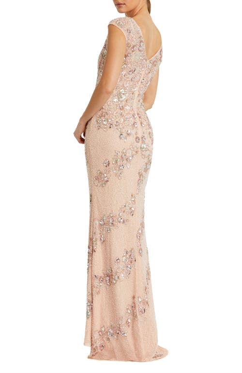 Mac Duggal Womens Embellished Formal Evening Dress In Beige Silver