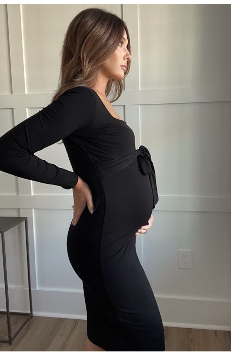 PinkBlush Basic Square Neck Midi Dress, Alternate, color, Black