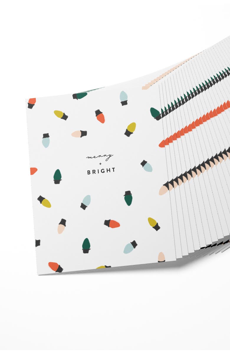Joy Paper Co. Merry Bright Holiday Lights Boxed Set of 8 Cards, Alternate, color, Colorful Holiday Lights