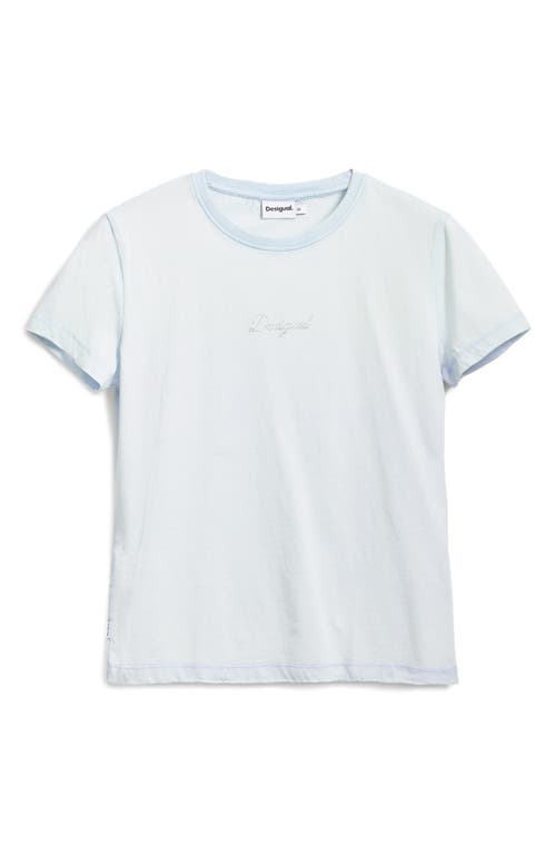 Desigual Embellished Logo T-shirt In Light Blue