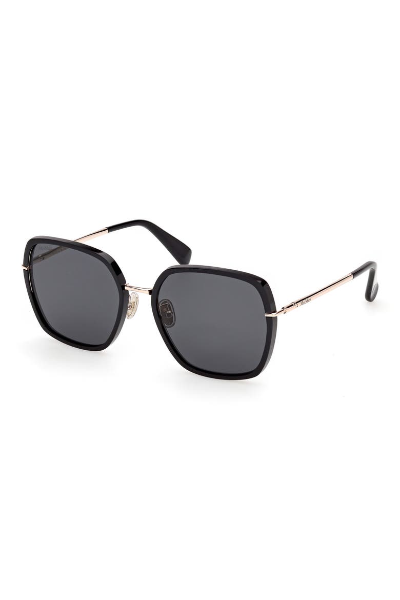 57mm Square Sunglasses, Alternate, color, SHINY BLACK / SMOKE