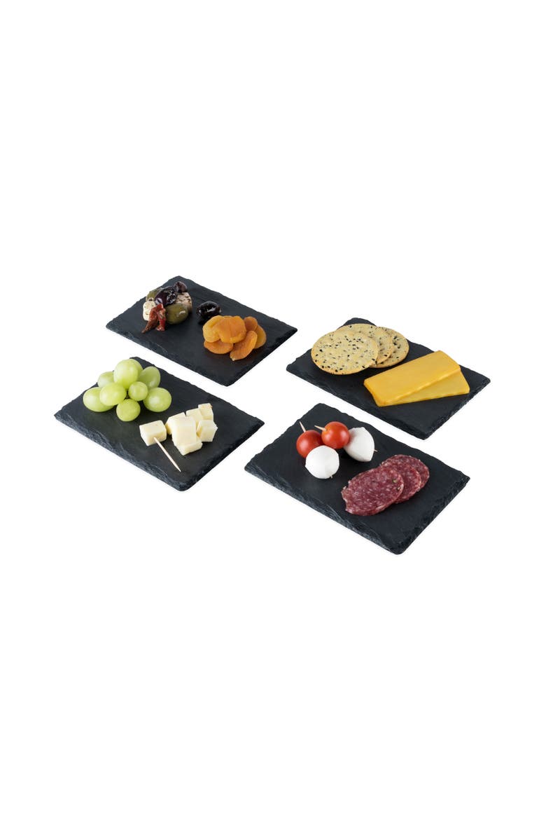 Slate Tapas Plates Set of 4, Alternate, color, Black