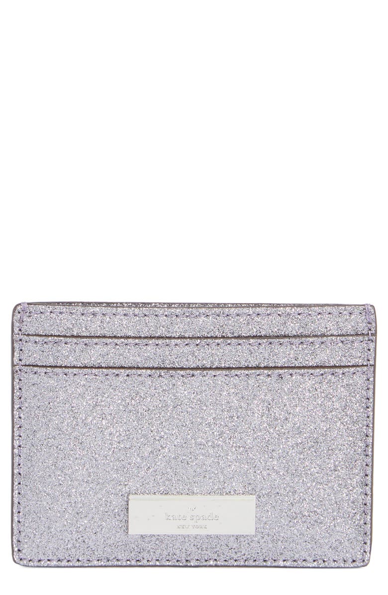 Kate Spade New York kenzie glitter card case, Main, color, Candied Flower