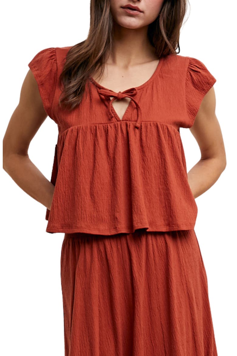 Cotton Blend Top and Skirt Set, Main, color, RUST