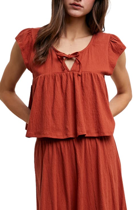 Cotton Blend Top and Skirt Set