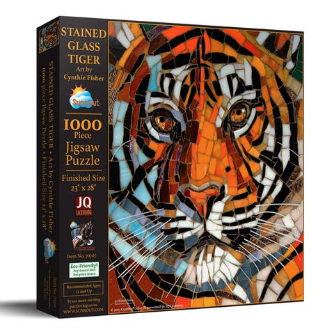 Stained Glass Tiger 1000 piece Jigsaw Puzzle for Adults