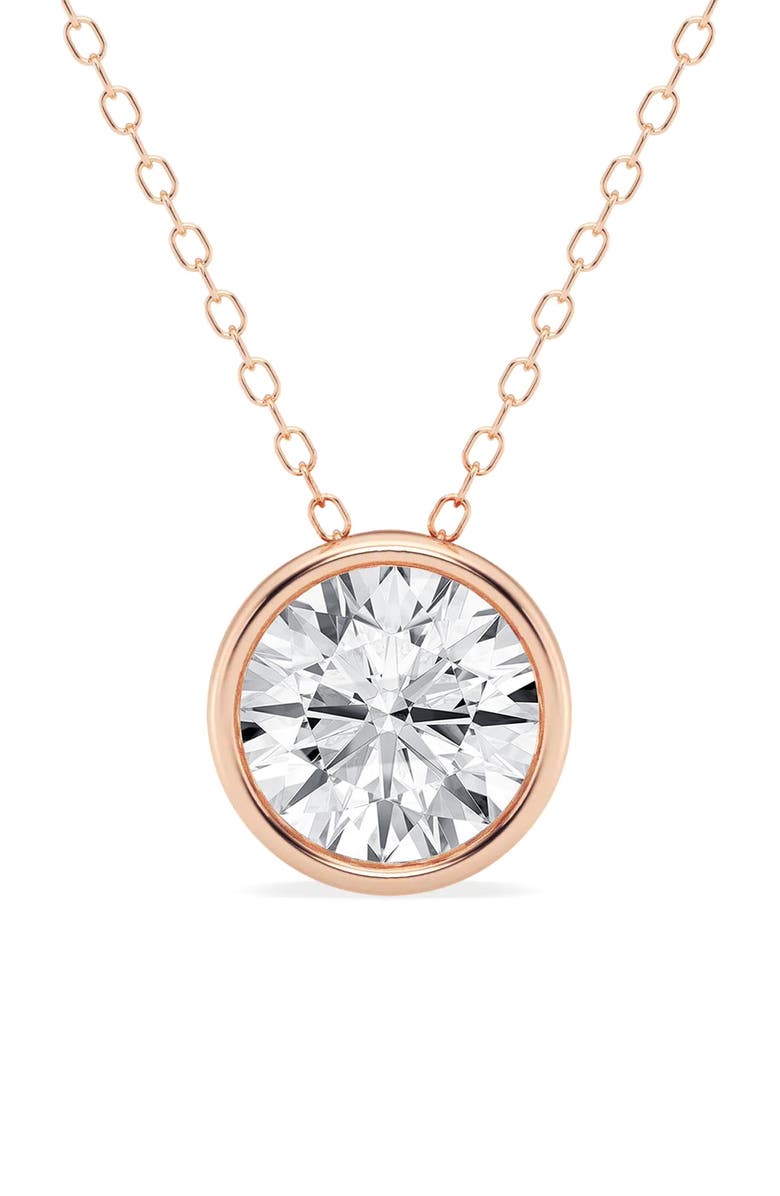 Badgley Mischka Collection Round Cut Lab Created Diamond Necklace - 0.75ctw, Main, color, Rose Gold