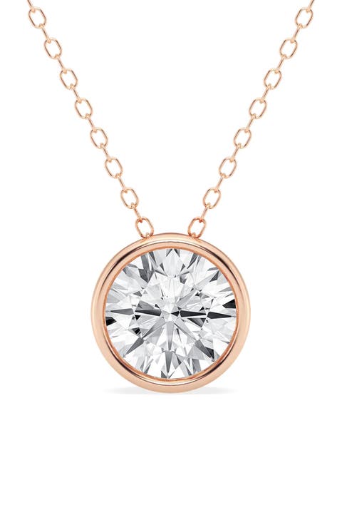 14K Gold Round Cut Lab-Created Diamond Pendant Necklace - 2.5ct