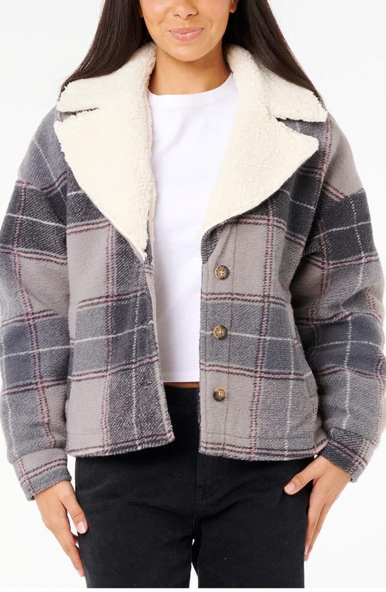 Rip Curl Sunset Luau Fleece Collar Shacket, Main, color, Washed Black