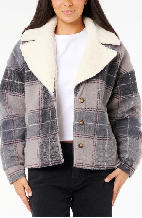 Sunset Luau Fleece Collar Shacket