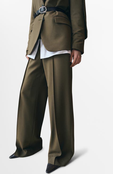 Pleated Straight Leg Pants