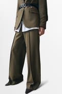 MANGO Pleated Straight Leg Pants