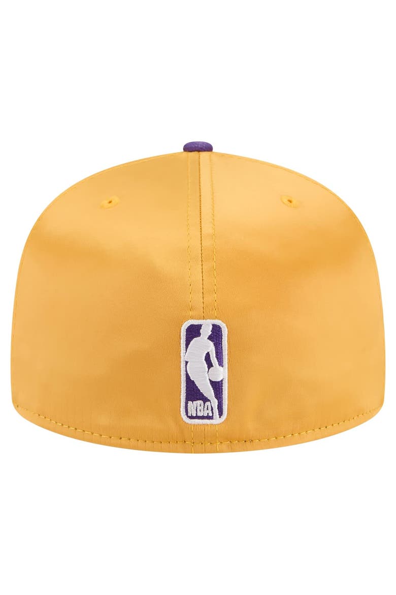 Men's New Era Gold/Purple Los Angeles Lakers Satin Two-Tone 59FIFTY Fitted Hat, Alternate, color, Gold