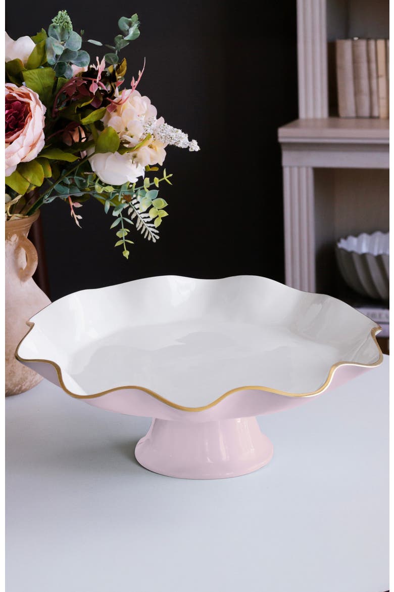 Encanto Carola Pedestal Cake Plate, Alternate, color, Camellia and White