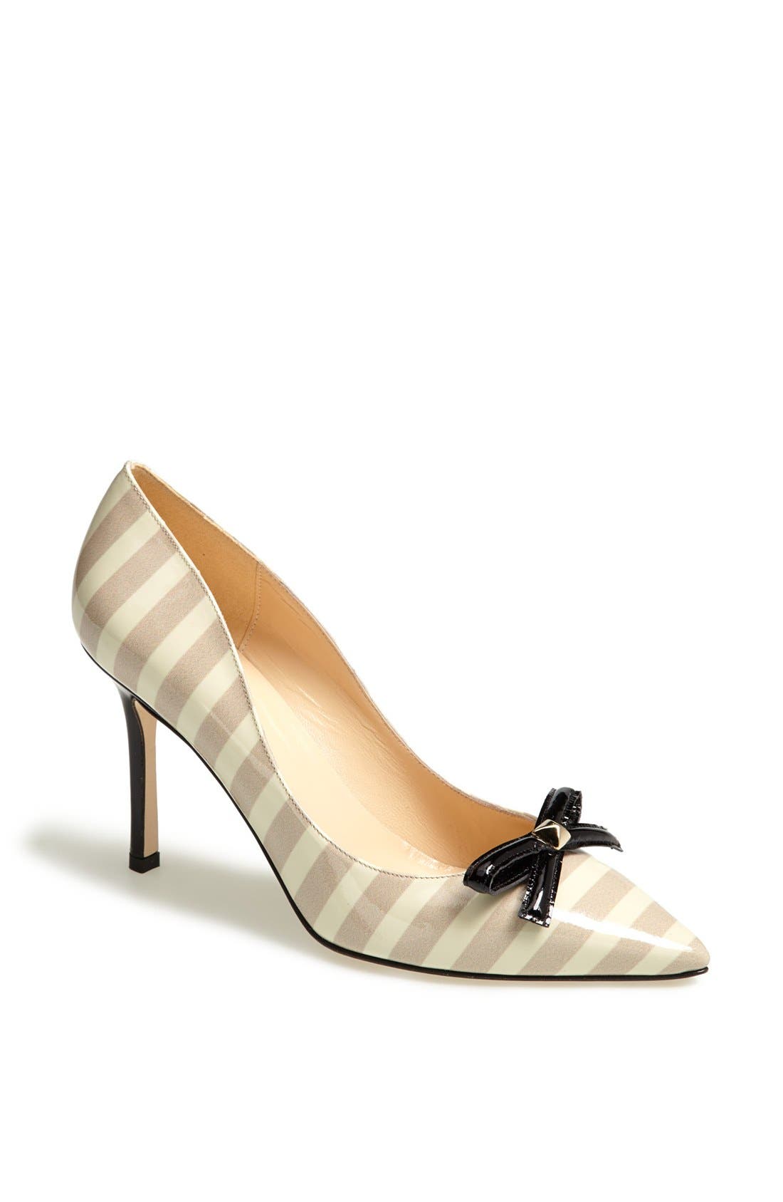 'pietra' leather pump, Main, color, LINEN CREAM STRIPE/ BLACK
