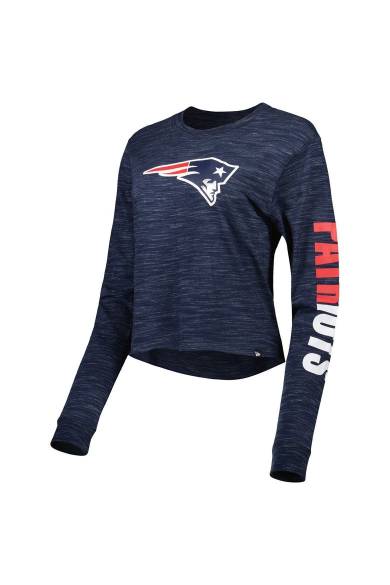 Women's New Era Navy New England Patriots Crop Long Sleeve T-Shirt, Alternate, color, Navy