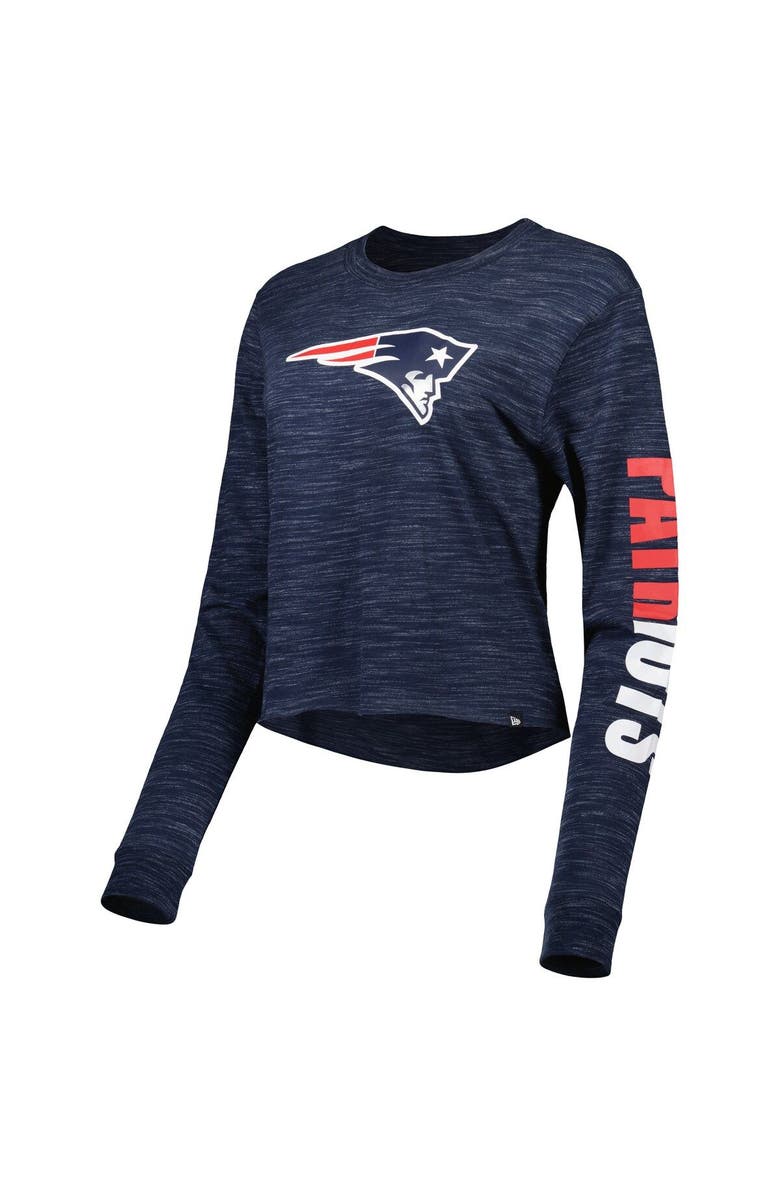 New Era Women's New Era Navy New England Patriots Crop Long Sleeve T-Shirt, Alternate, color, 
