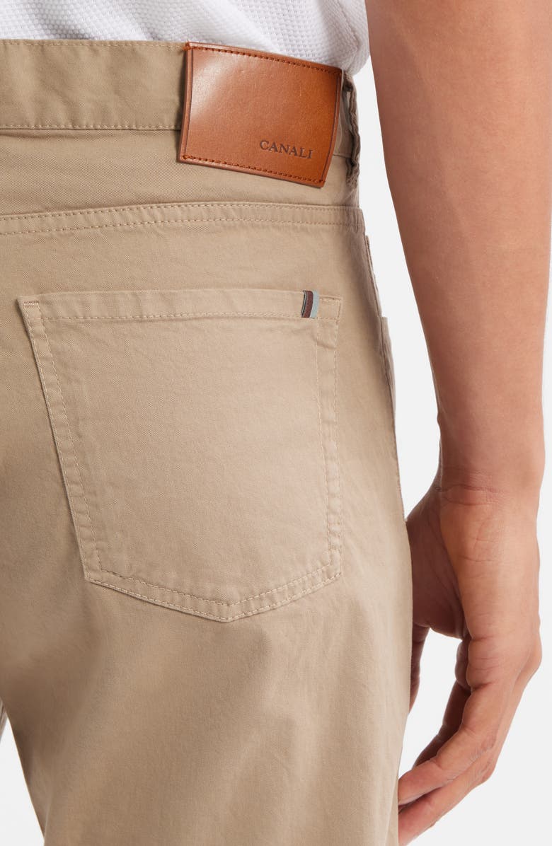 Canali Regular Fit 5-Pocket Cotton Stretch Twill Pants, Alternate, color, Neutral Brown