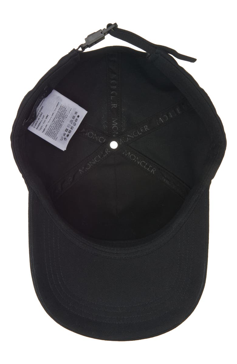 Moncler Logo Cotton Twill Baseball Cap, Alternate, color, Black