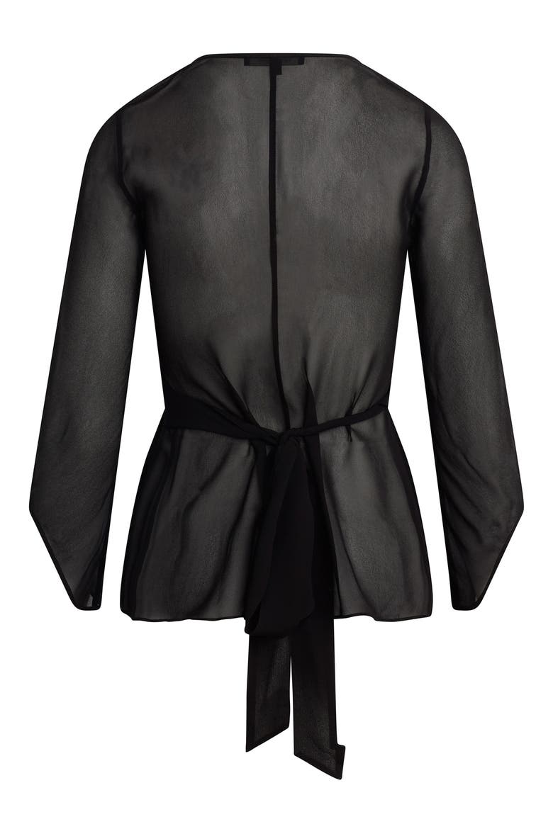 The Ethereal Mixed Media Faux Wrap Top, Alternate, color, BLACK