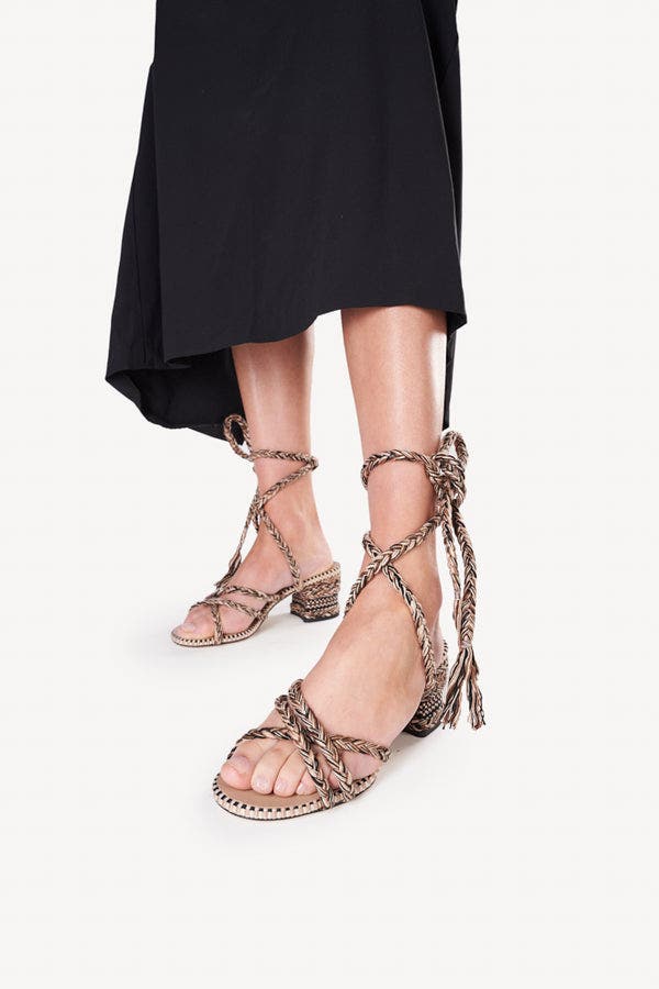 Amambaih Isabel Strappy Cotton Sandals, Alternate, color, Sand