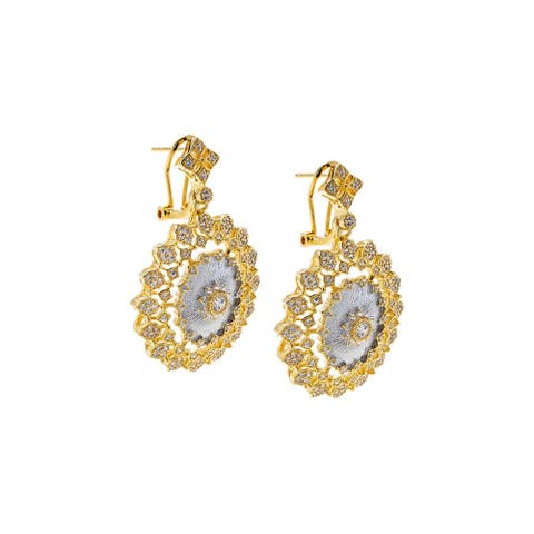 Two Tone Fancy Oval Drop Earring
