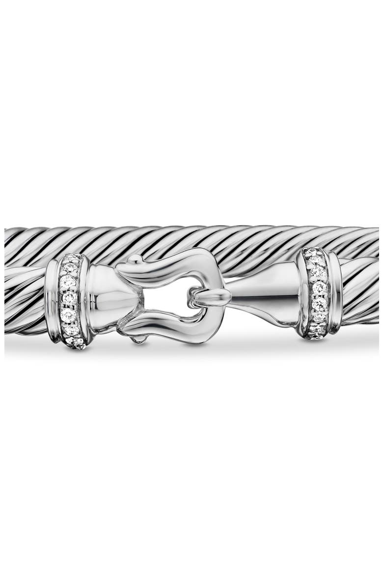Buckle Classic Cable Bracelet in Sterling Silver with Pavé Diamonds, 5mm, Alternate, color, SILVER/ DIAMOND