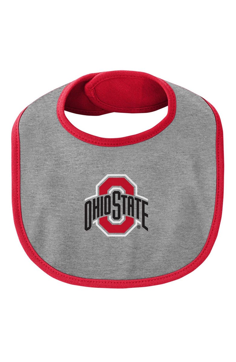 Outerstuff Newborn & Infant Scarlet/Heather Gray Ohio State Buckeyes Little Champ Bodysuit Bib & Booties Set, Alternate, color, 