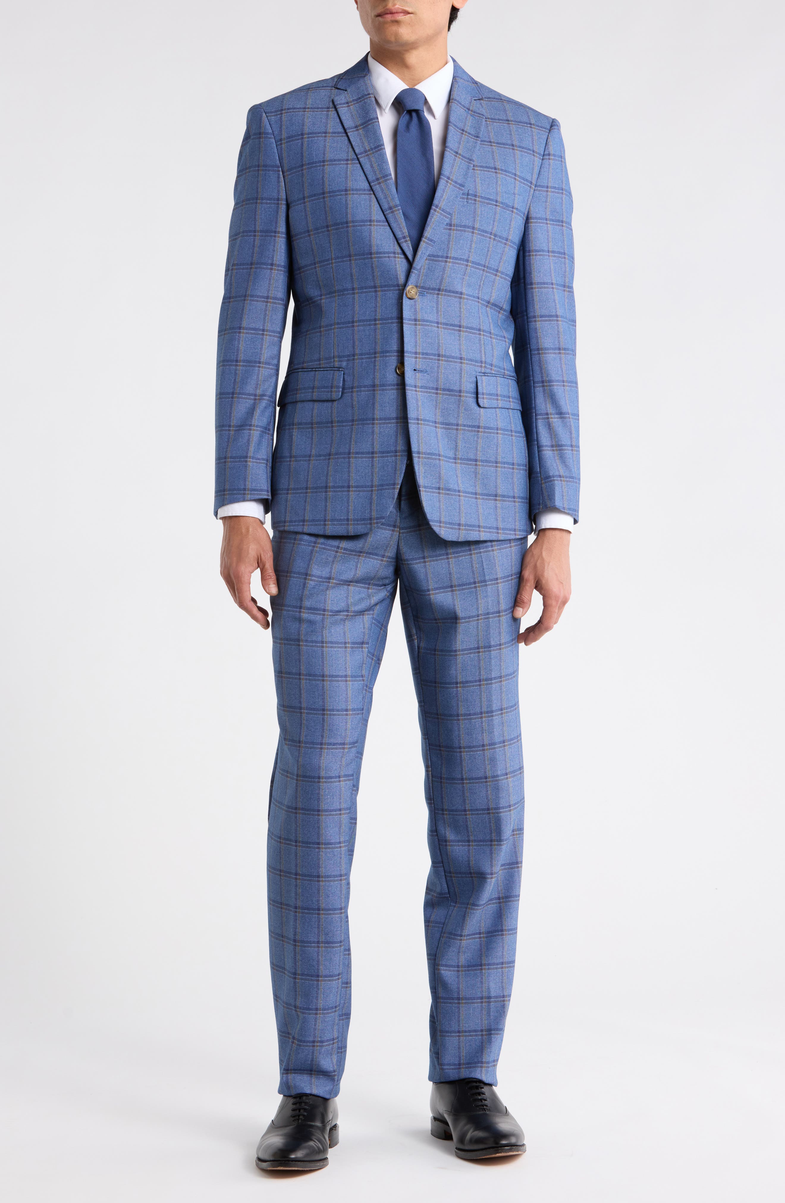Gino Vitale Slim Fit Plaid Stretch Two-Piece Suit