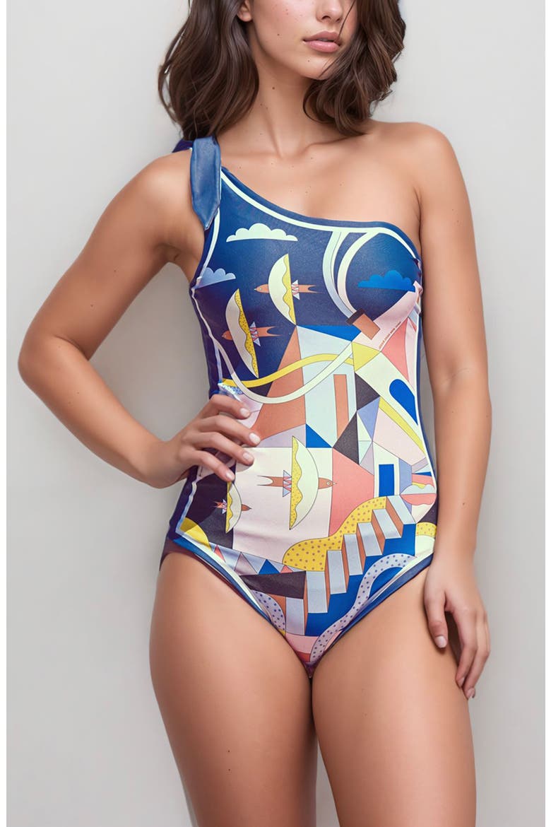 Dream Like Reversible One-Shoulder One-Piece Swimsuit, Alternate, color, Blue