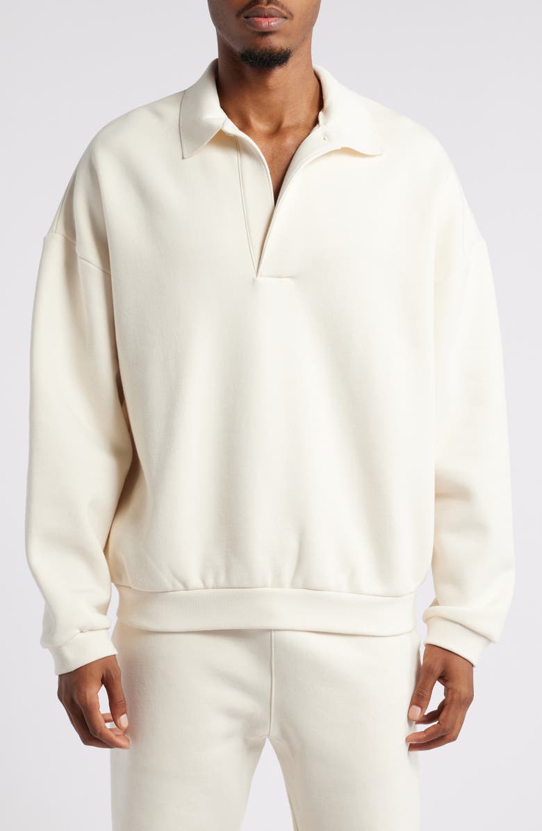 Fear of God Essentials Gender Inclusive Cotton Blend Polo Sweatshirt, Main, color, Shell