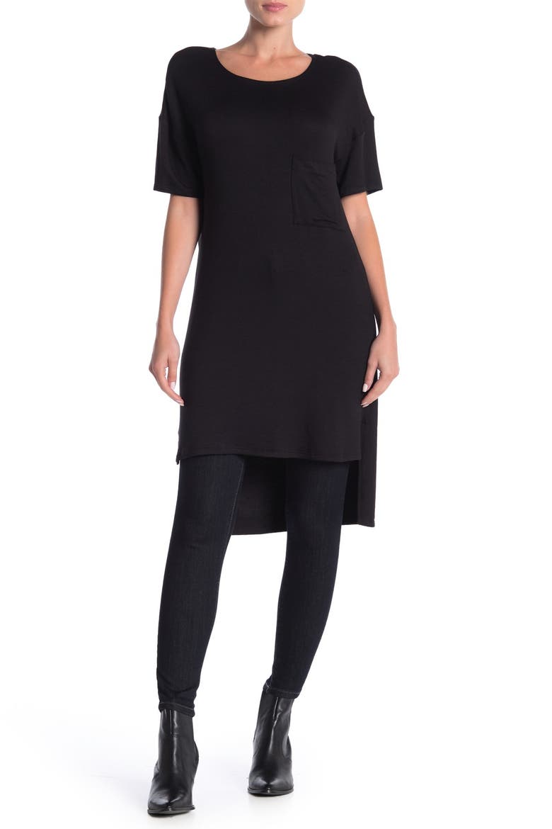Pocket Day Tunic Boyfriend T-Shirt, Main, color, BLACK