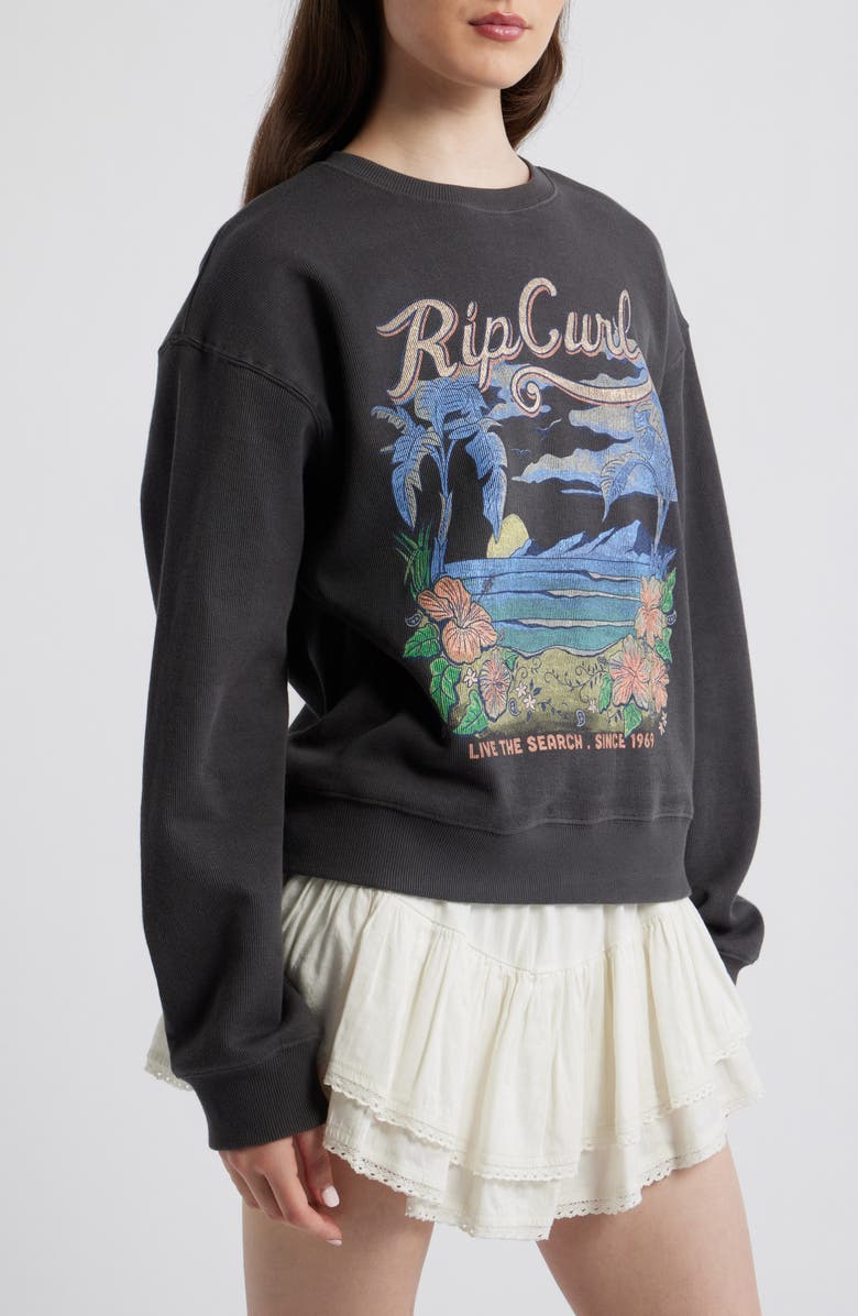 Rip Curl Saloon Relaxed Graphic Sweatshirt, Alternate, color, Washed Black