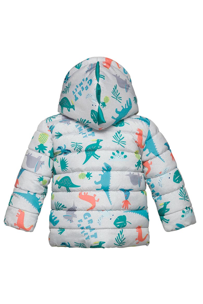 Dino Fleece Hooded Puffer Jacket, Alternate, color, Grey Dino