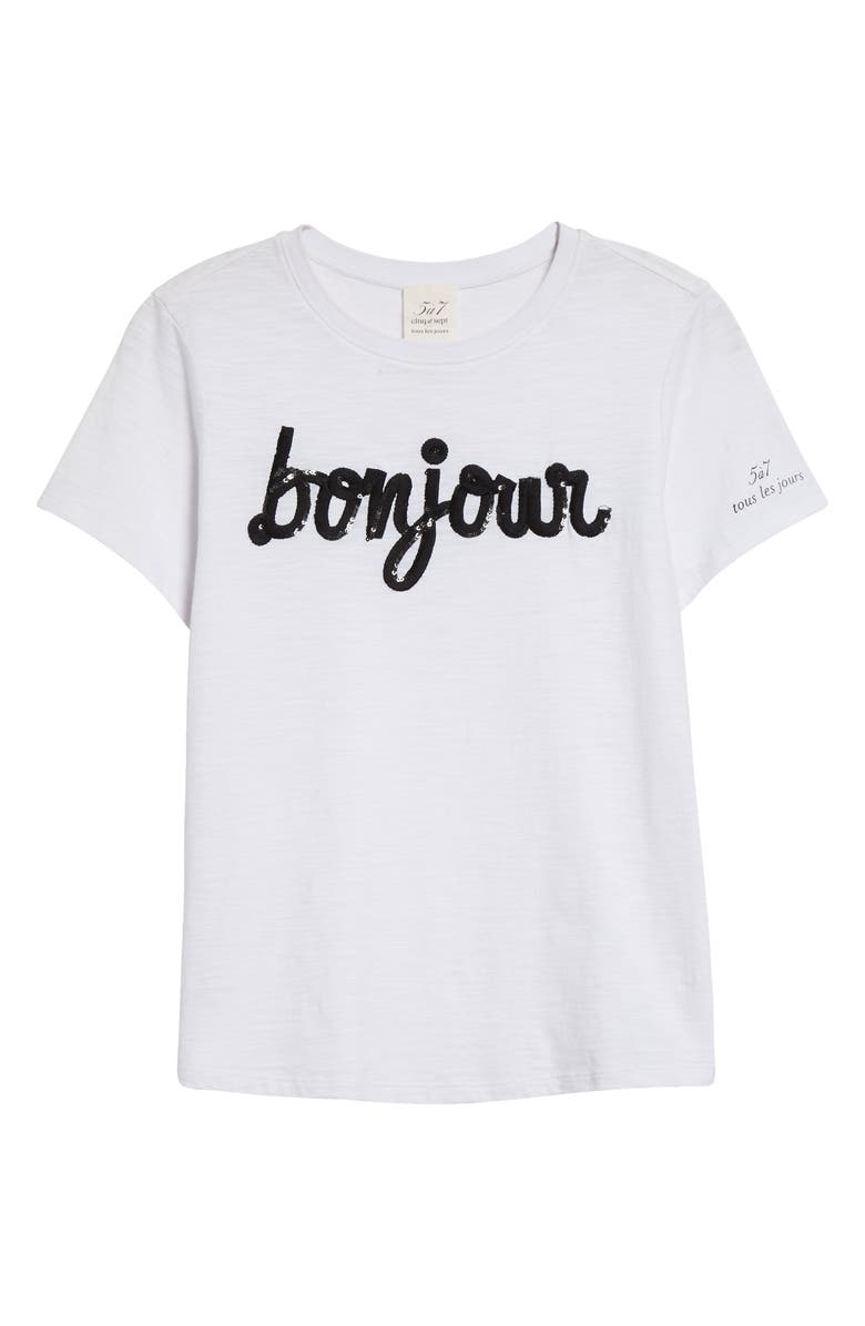 Cinq à Sept Sequin Shrunken Tee, Alternate, color, White/Black