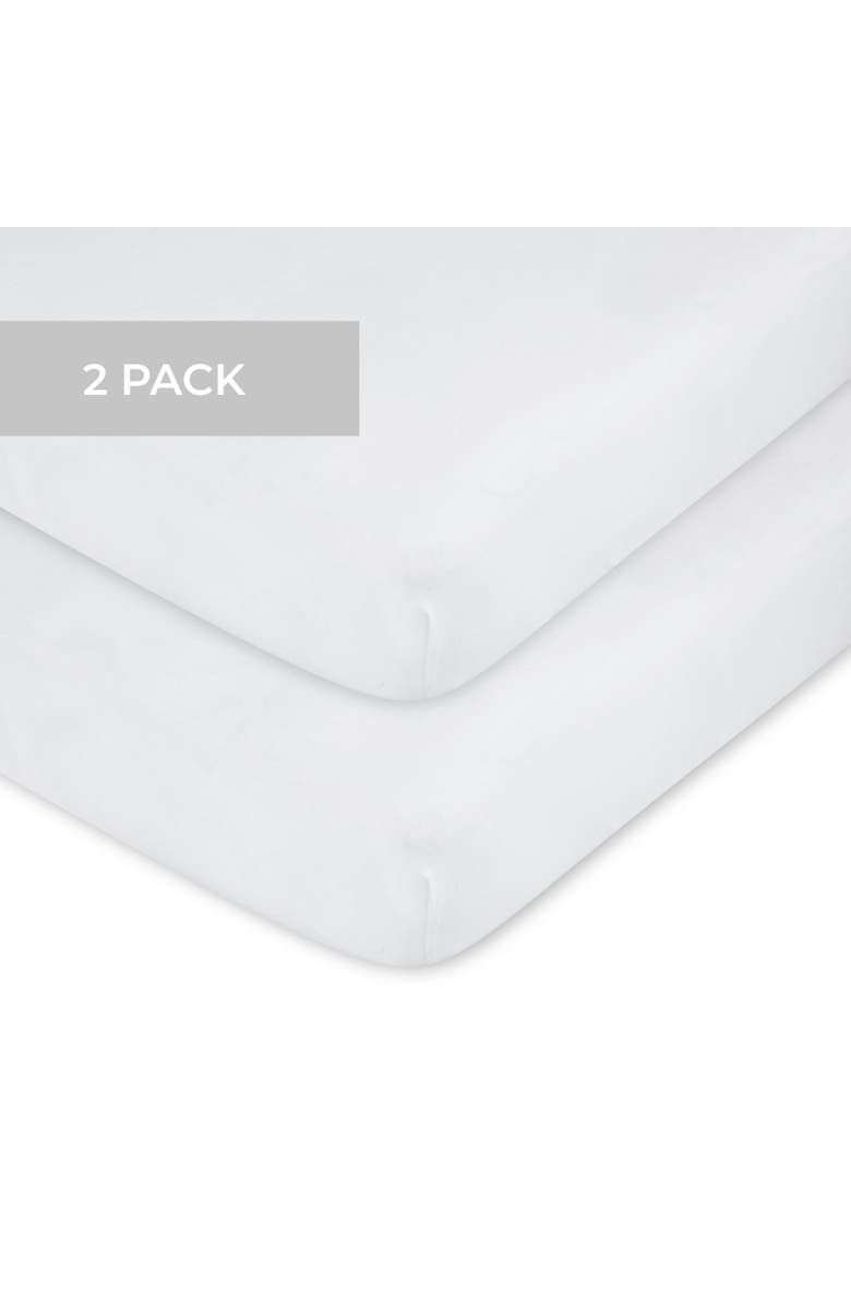 Ely's & Co. Baby Fitted Pack n Play - Mini Crib Sheet 2 Packs, Alternate, color, Solid White