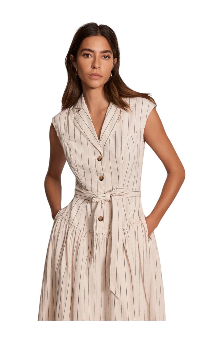 MINT VELVET Drop Waist Stripe Midi Dress, Alternate, color, Cream