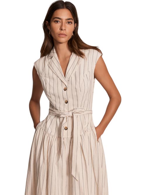 MINT VELVET MINT VELVET DROP WAIST STRIPE MIDI DRESS
